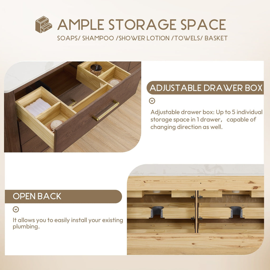 Porto Bath Vanity with White Quartz Stone Top without Mirror