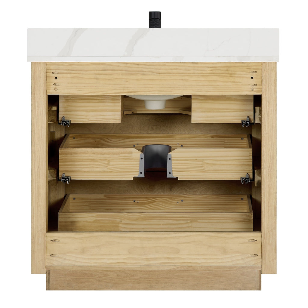 Porto Bath Vanity with White Quartz Stone Top without Mirror