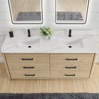 Porto Bath Vanity with White Quartz Stone Top without Mirror