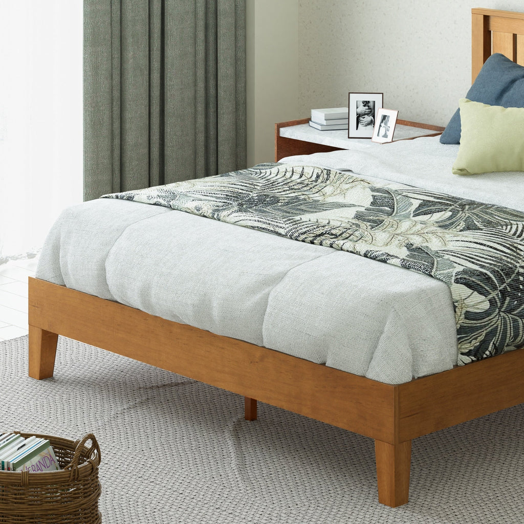 Priage by ZINUS Rustic Pine Deluxe Wood Platform Bed Frame