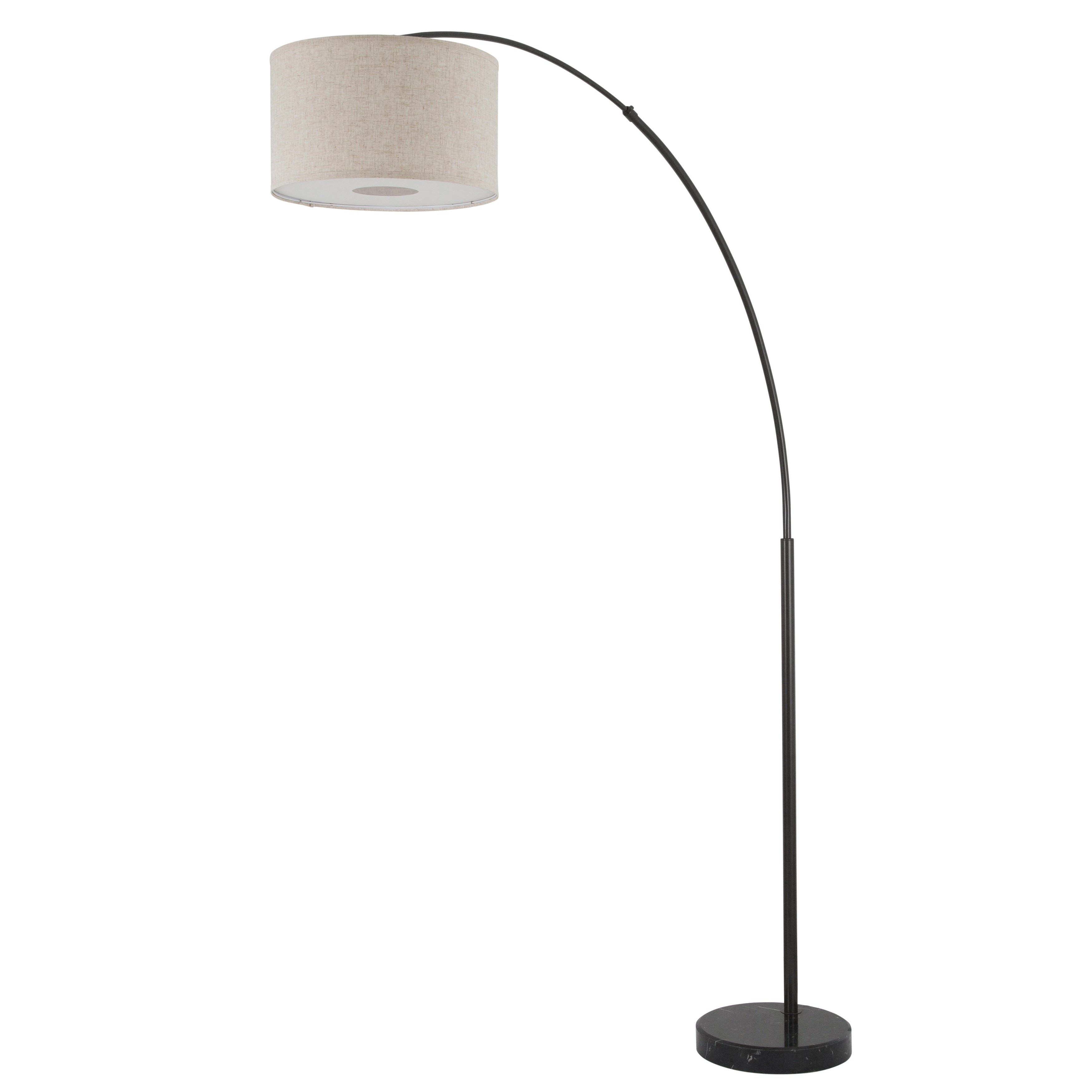 Q-Max 81 Steel Adjustable Arching Floor Lamp With Extra Large Shade and Marble Base