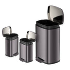 Qualiazero 13.2 GAL plus TWO 1.3 GAL Rectangular Step Can Trash Cans - Family Combo