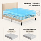 Queen/ Full Vertical Channels Upholstered Bed with Wingback Headboard