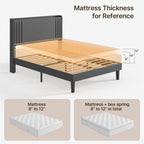 Queen/ Full Vertical Channels Upholstered Bed with Wingback Headboard