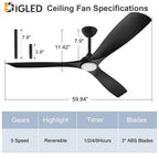 Remote Ceiling Fan with Lights Flush Mount