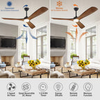 Remote Ceiling Fan with Lights Flush Mount