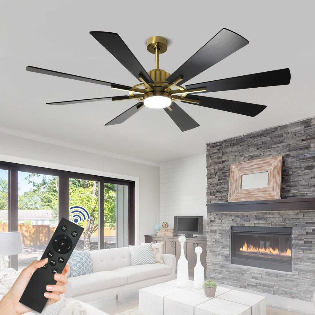 Remote Ceiling fan with Lights Large 8 Wooden Blades