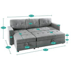 Convertible Reversible Sectional Sofa with Pull-Out Sleeper Bed, Hidden Storage Chaise, and Durable Legs