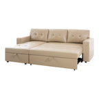 Convertible Reversible Sectional Sofa with Pull-Out Sleeper Bed, Hidden Storage Chaise, and Durable Legs