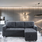 Reversible Sectional Sofa with Pull-Out Sleeper Bed, Hidden Storage Chaise, Durable Legs,