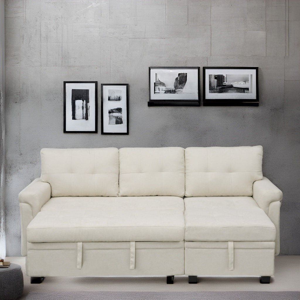 Reversible Sectional Sofa with Pull-Out Sleeper Bed, Hidden Storage Chaise, Durable Legs,