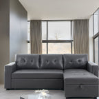 Reversible Sectional Sofa with Pull-Out Sleeper Bed, Hidden Storage Chaise, Durable Legs,