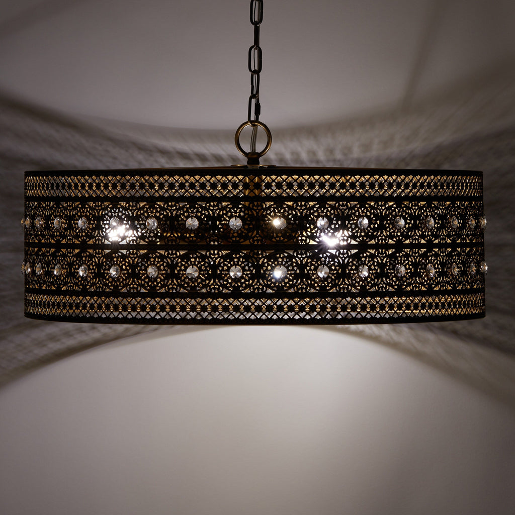 River of Goods Bryar Brass and Crystal 23.5W 3-Light Chandelier - 23.5 x 23.5 x 61.5