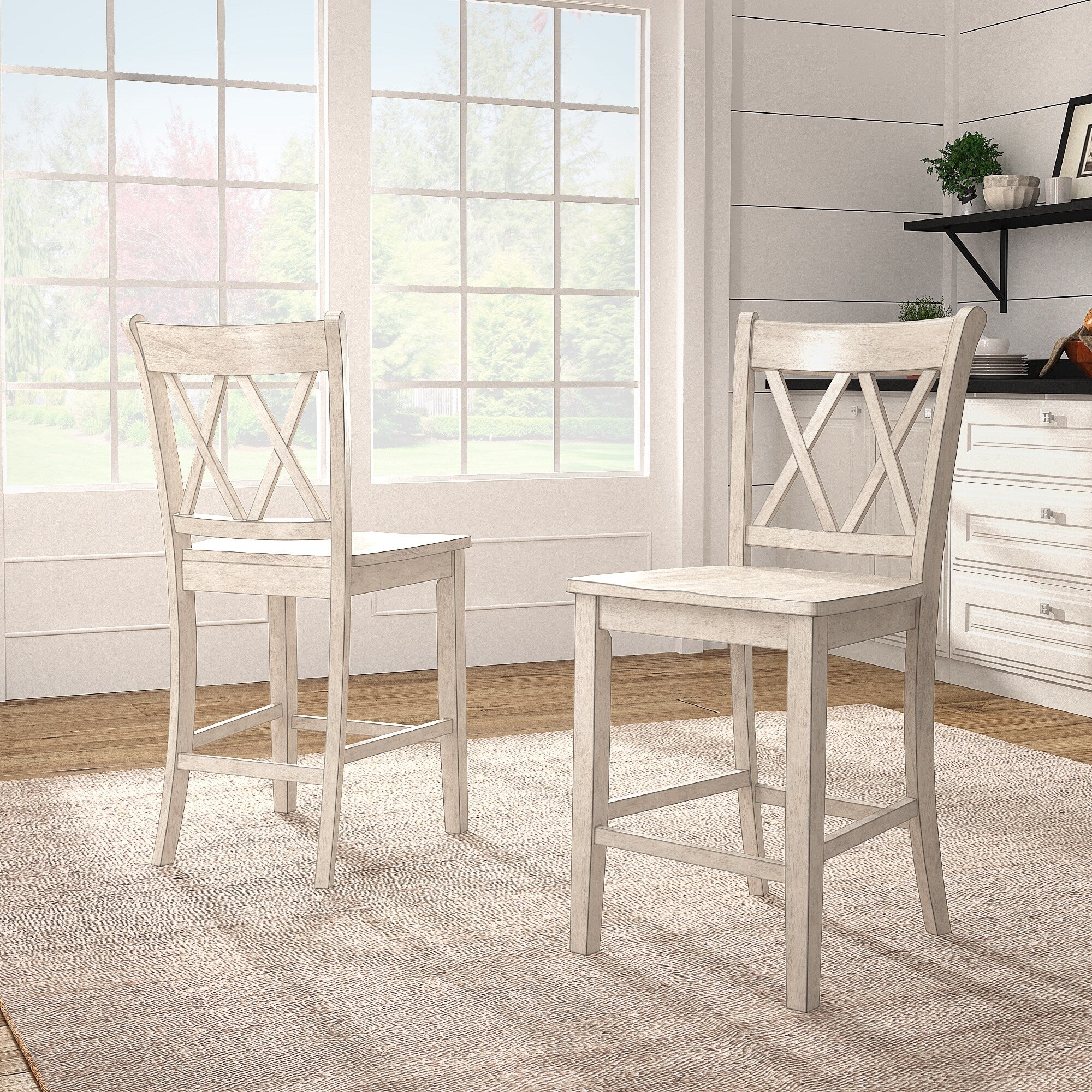 Ronda Double X-Back Counter Height Chairs (Set of 2)