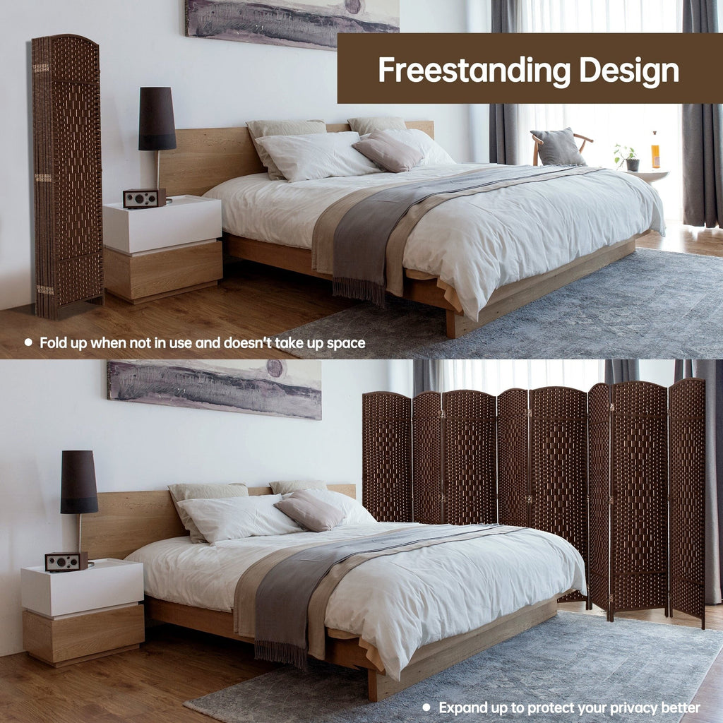 Room Divider 6 FT Tall Weave Fiber Freestanding Privacy Screen Folding Screen