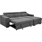 Roomfitters 103 Convertible Sectional Sofa with Storage Chaise, Adjustable Headrests, L-Shaped Sleeper Corner Sofa, Dark Gray