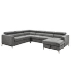Roomfitters 122 Oversized Sectional Sofa Couch with Chaise Storage, Contemporary U-Shaped 7-Seater Sofa