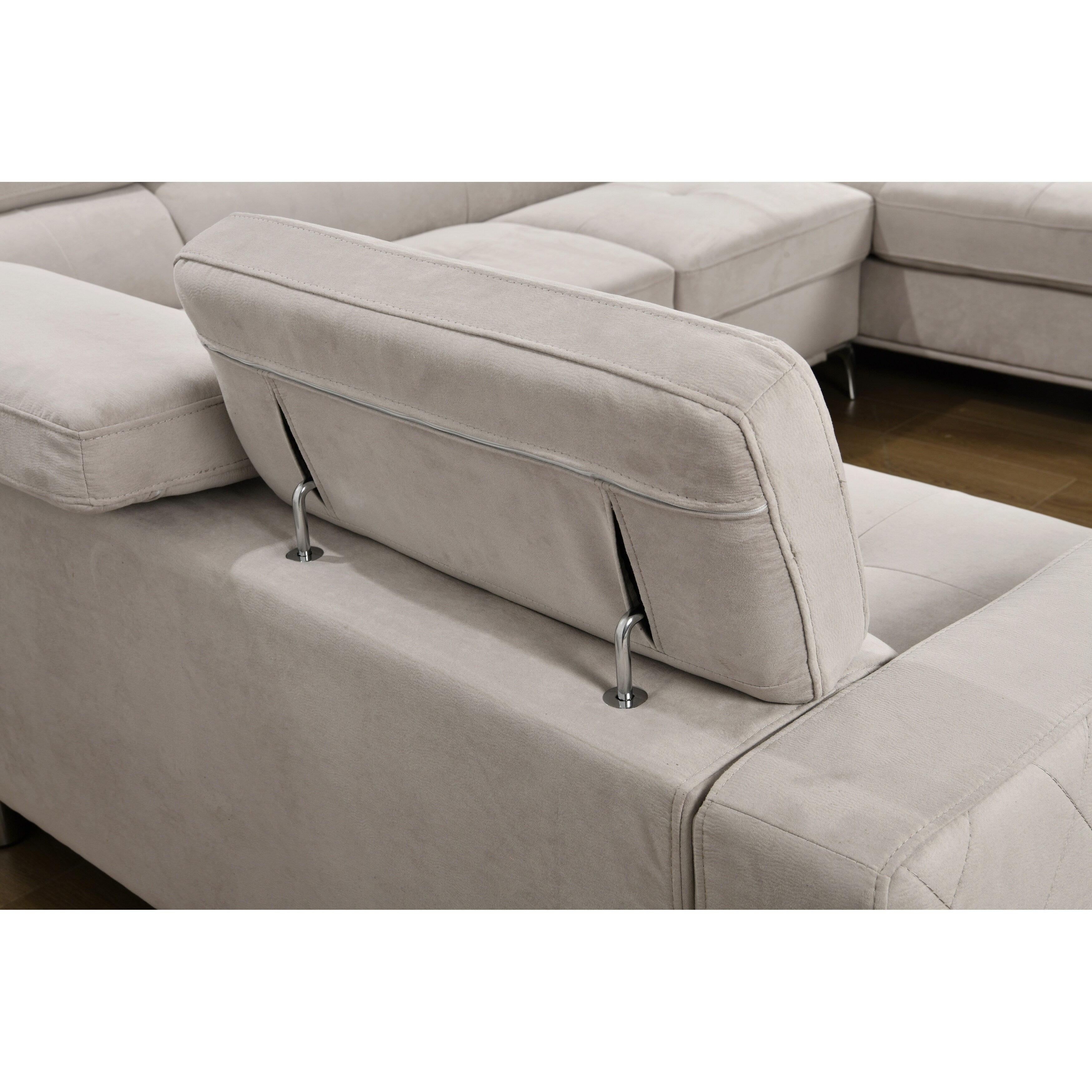 Roomfitters 122 Oversized Sectional Sofa Couch with Chaise Storage, Contemporary U-Shaped 7-Seater Sofa