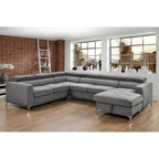 Roomfitters 122 Oversized Sectional Sofa Couch with Chaise Storage, Contemporary U-Shaped 7-Seater Sofa
