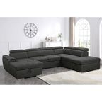 Roomfitters 128 U-Shaped Sectional Couch with Ottomans, Reversible Modular Sofa 7-Seater Couch with Storage Seat, Grey