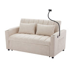 Roomfitters Convertible Loveseat Sofa Bed with USB Ports, Side Pockets, Cup Holders, and Swivel Phone Holder for Living Room