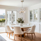 Rosa 6-Light Brushed Silver-ish Champagne Flower Crystal Chandelier