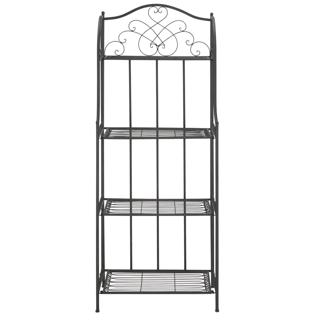 SAFAVIEH Bryn Victorian Wrought Iron 4-Tier Outdoor Bakers Rack - 25 In. W x 15 In. D x 63 In. H - 25W x 15D x 63H