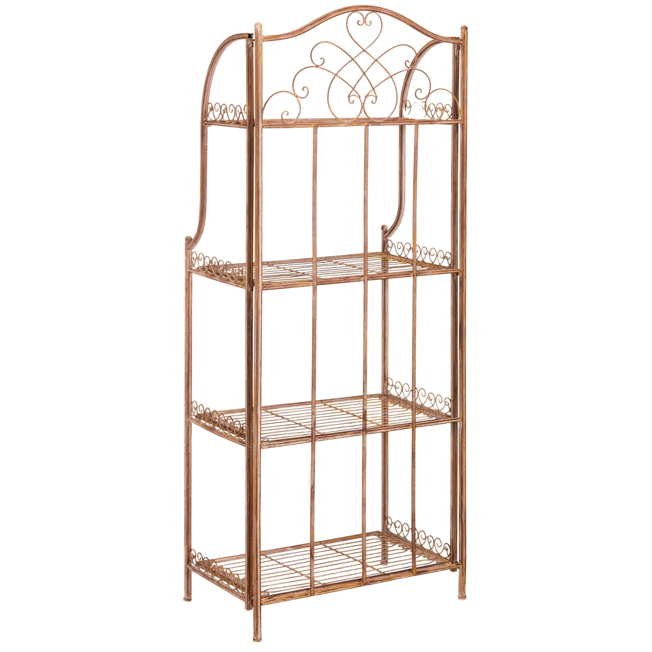 SAFAVIEH Bryn Victorian Wrought Iron 4-Tier Outdoor Bakers Rack - 25 In. W x 15 In. D x 63 In. H - 25W x 15D x 63H