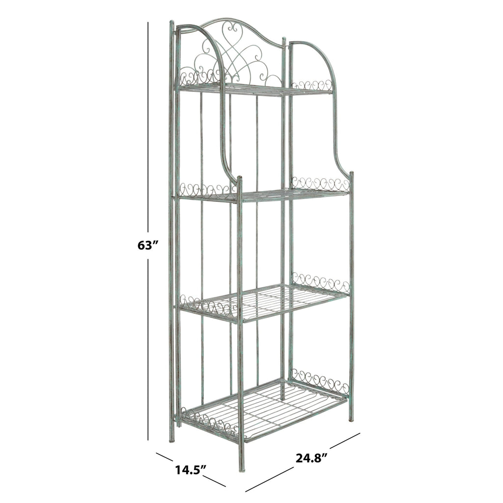 SAFAVIEH Bryn Victorian Wrought Iron 4-Tier Outdoor Bakers Rack - 25 In. W x 15 In. D x 63 In. H - 25W x 15D x 63H