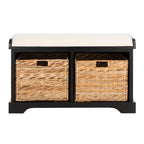 SAFAVIEH Euphemia Brown Woven Storage Basket Bench - 33.5 x 16.1 x 19.9 - 34Wx16Dx20H