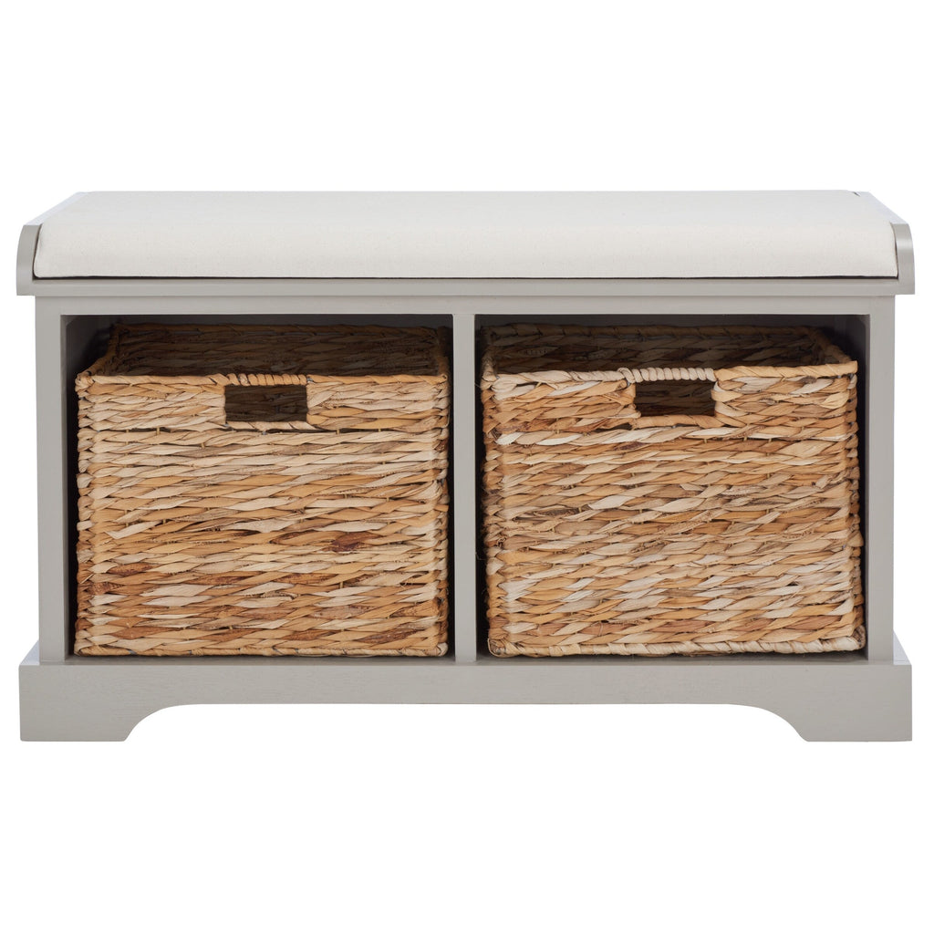 SAFAVIEH Euphemia Brown Woven Storage Basket Bench - 33.5 x 16.1 x 19.9 - 34Wx16Dx20H