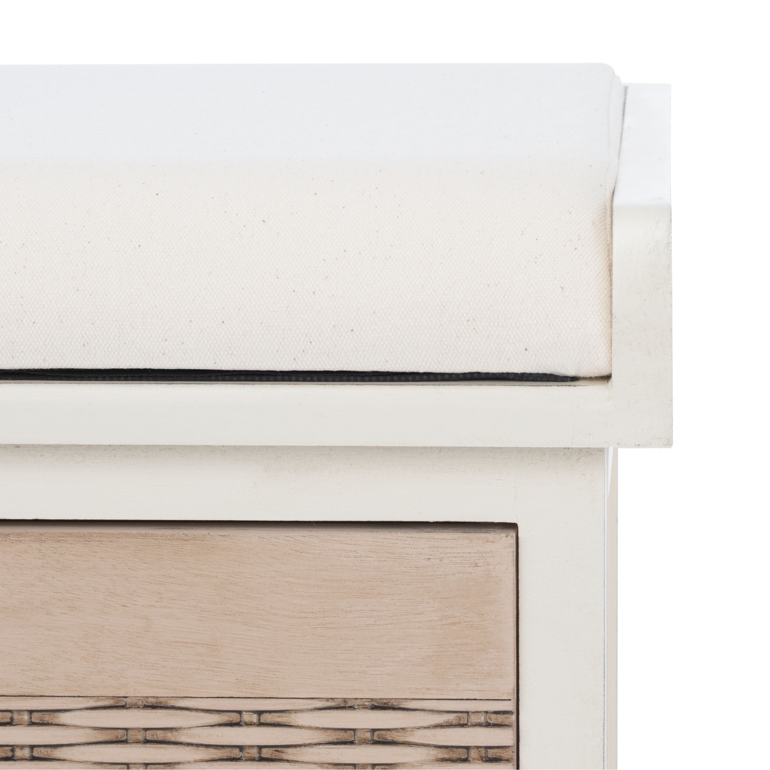 SAFAVIEH Fiorello 3-Drawer with Cushion Storage Bench - 47.3 W x 15 L x 19 H - 47Wx15Dx19H