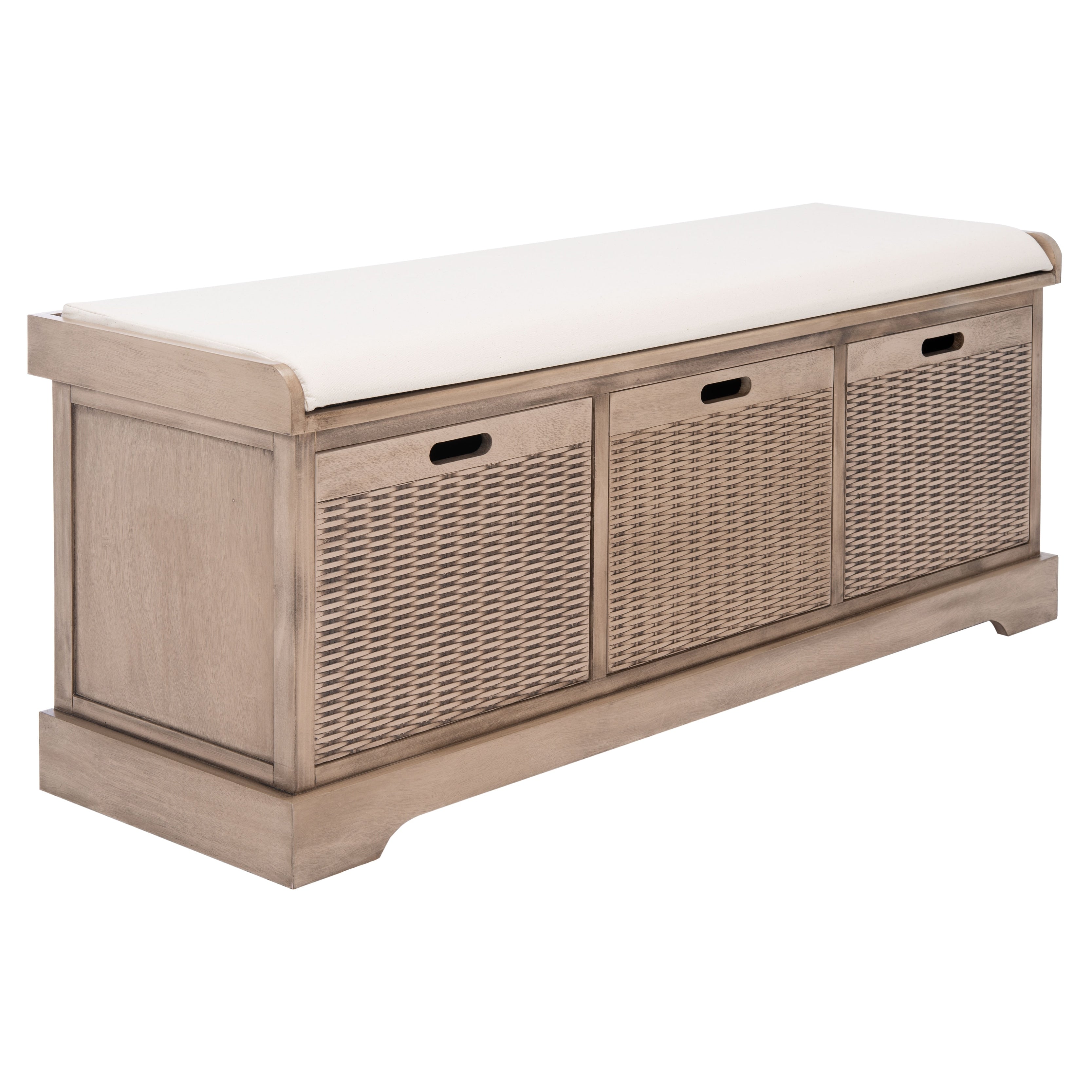 SAFAVIEH Fiorello 3-Drawer with Cushion Storage Bench - 47.3 W x 15 L x 19 H - 47Wx15Dx19H