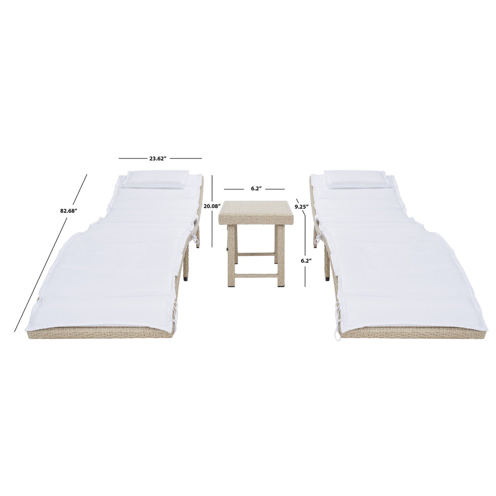 SAFAVIEH Outdoor Blaguna 3-Piece Sun Lounger Set - 83Wx20Dx24H