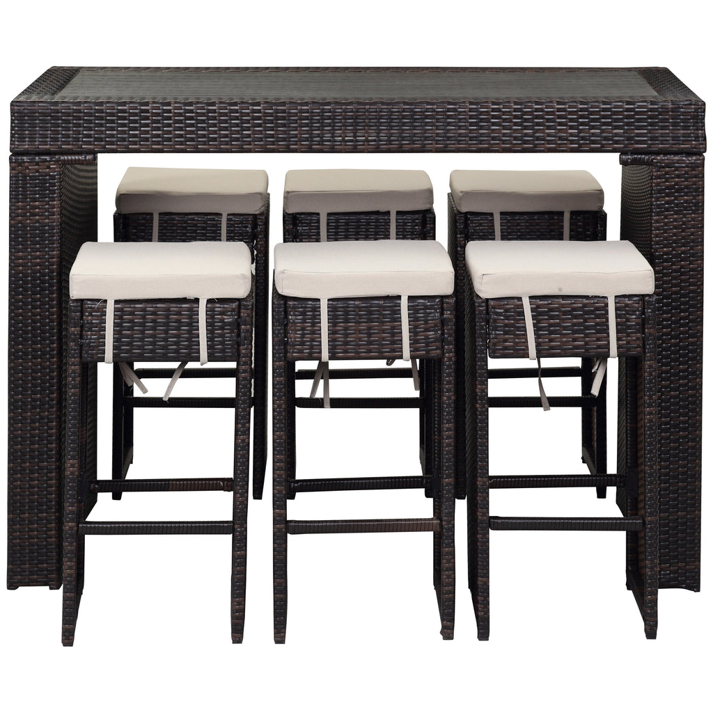 SAFAVIEH Outdoor Euda Bar Set (7-Piece) - 29Wx59Dx42H