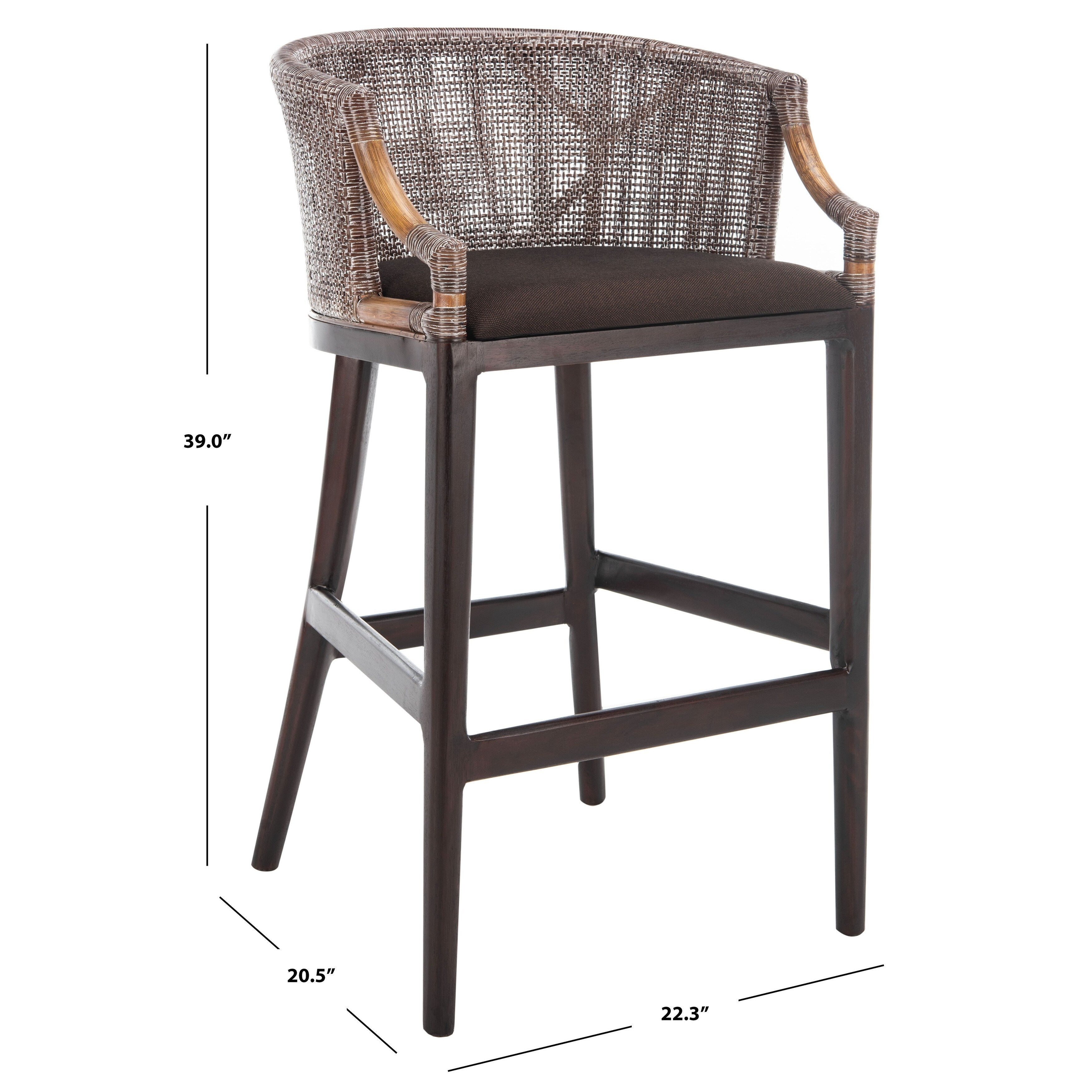 SAFAVIEH Virona Rattan 30-inch Bar Stool - 22.3 W x 20.5 L x 39 H - 22Wx21Dx39H