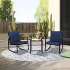 SUNCROWN 3-Piece Black Metal Outdoor Patio Rocking Bistro Set
