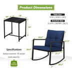 SUNCROWN 3-Piece Black Metal Outdoor Patio Rocking Bistro Set