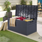 SUNCROWN 75-120 Gallon Weatherproof Resin Outdoor Storage Deck Box for Furniture and Supplies