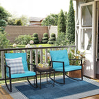 SUNCROWN 3-Piece Black Metal Outdoor Patio Rocking Bistro Set