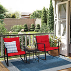 SUNCROWN 3-Piece Black Metal Outdoor Patio Rocking Bistro Set