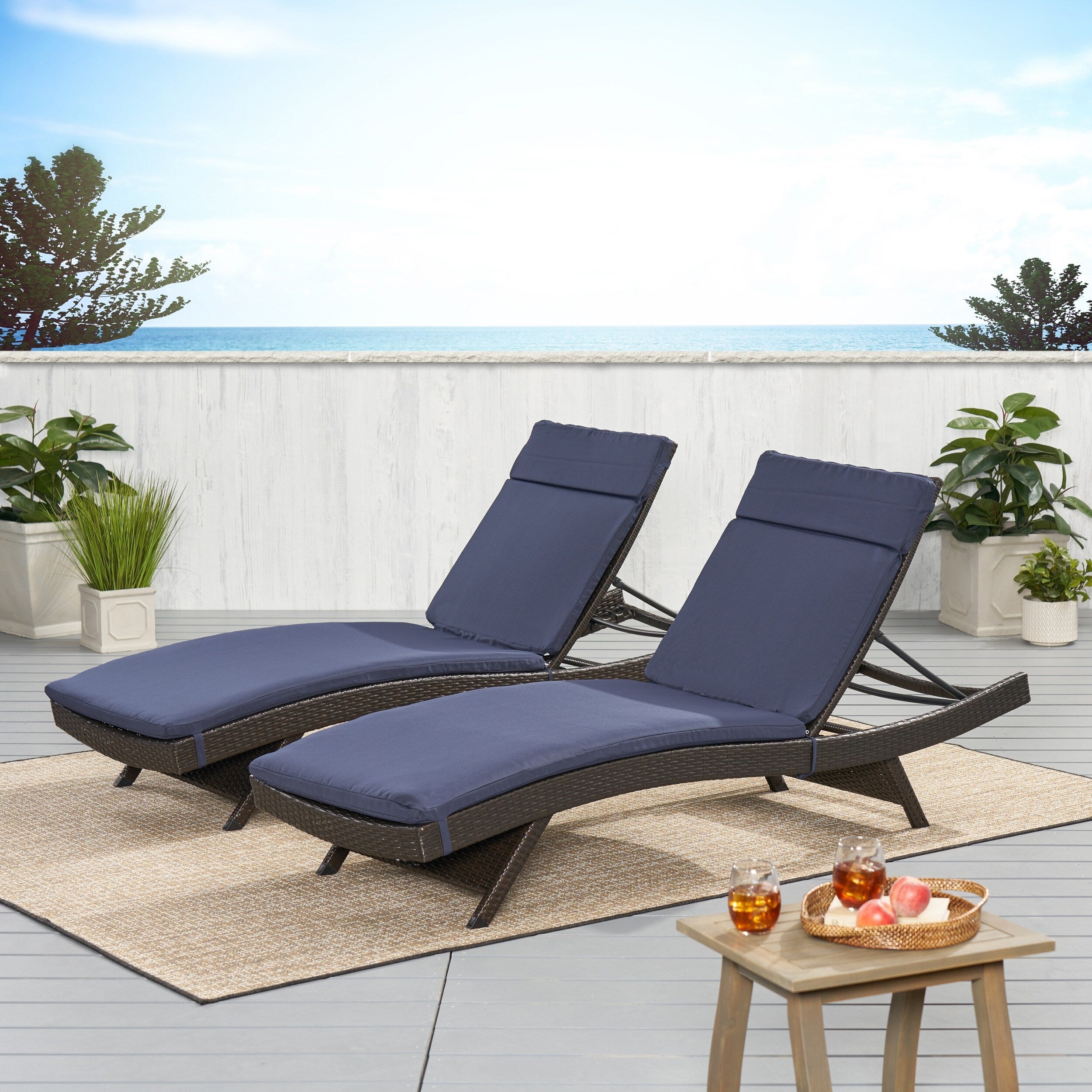 Salem Outdoor Cushion Set for Chaise Lounge - Cushions only (Set of 2) by Christopher Knight Home - 79.25L x 27.50W x 1.50H