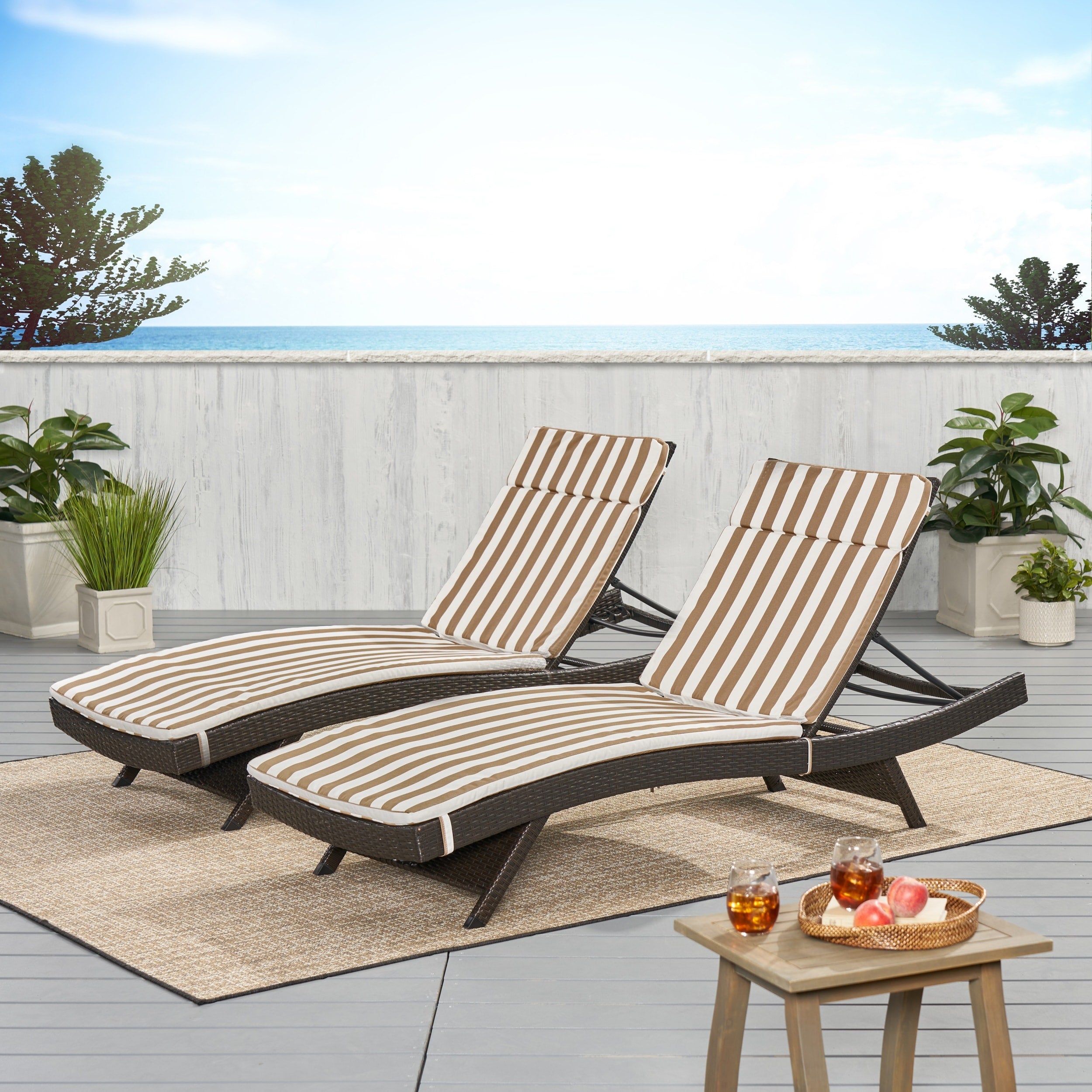 Salem Outdoor Cushion Set for Chaise Lounge - Cushions only (Set of 2) by Christopher Knight Home - 79.25L x 27.50W x 1.50H