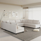 Sectional Sofa,Reversible U Shaped Chenille Couch Set,Free Combination,Oversized 8 Seat Convertible Sofa