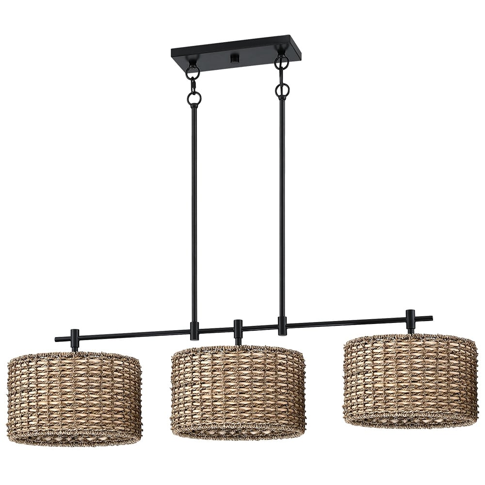 Sedgy 3-Light Black Farmhouse Kitchen Island Light Linear Chandelier - 41W