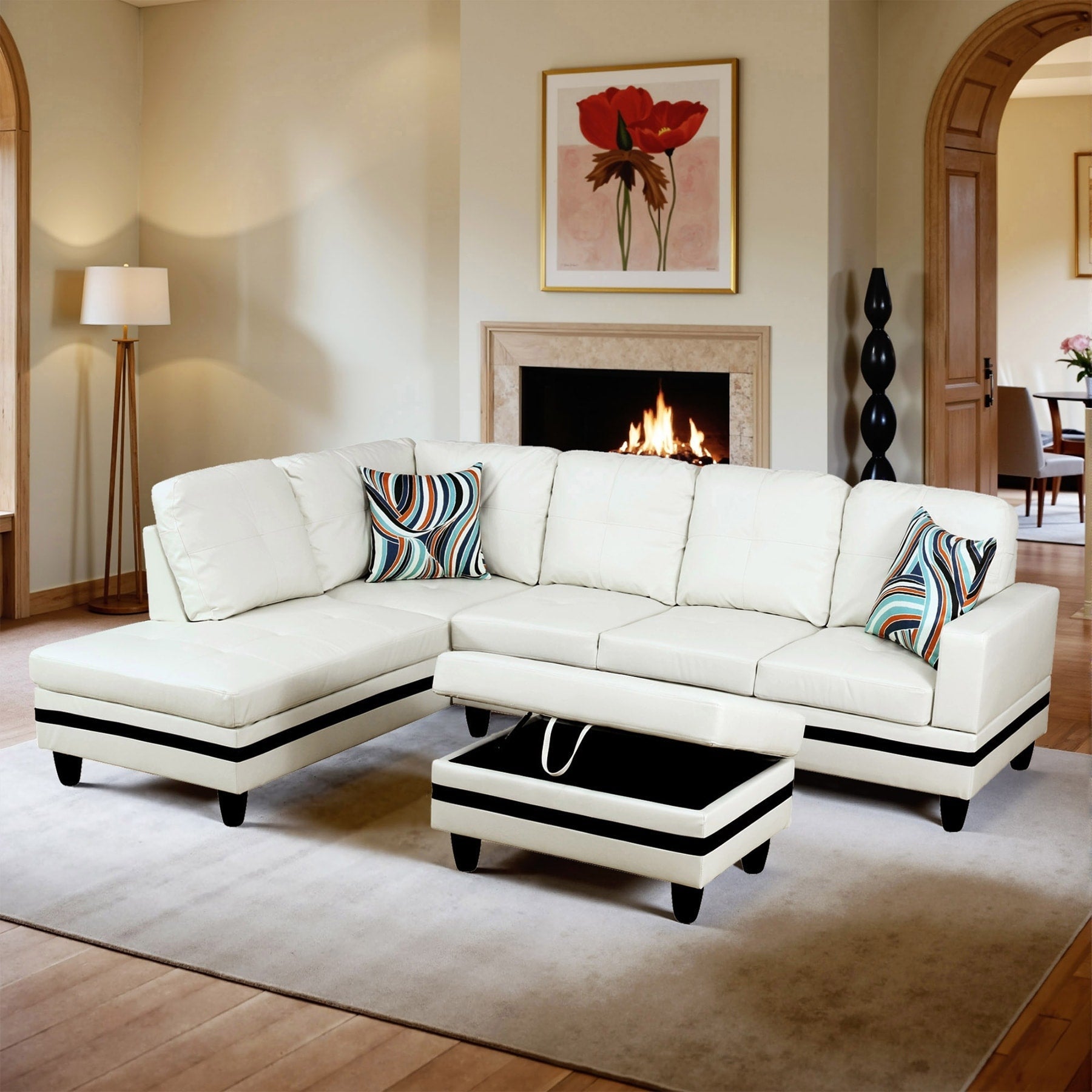 Semi PU Synthetic Leather 3-Piece Couch Living Room Sofa Set