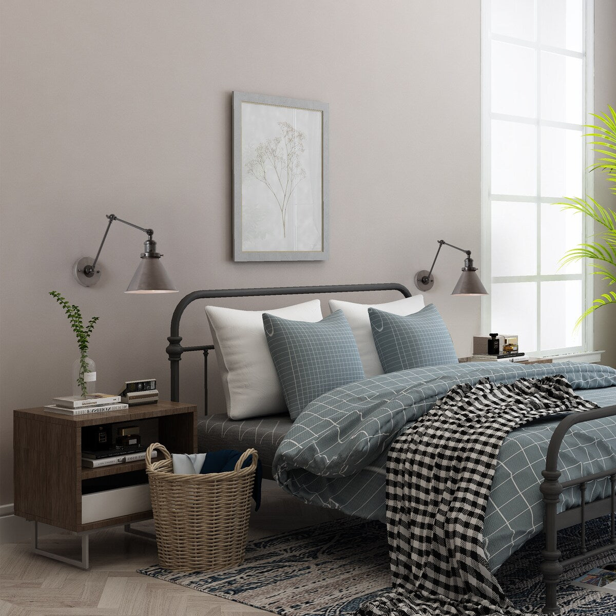 Malryn Set of 2 Modern Adjustable Swing Arm Lights Plug-in/Hardwired Wall Sconces