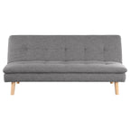 Siana Convertible Sofa Bed, Tufted Gray Fabric, Brown Wood, 72 Inch