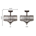 Silver Orchid Furey Bronze/Gold Tiered Glass Semi-flush Lighting Fixture - 14.75L x 14.75W x 15.25H