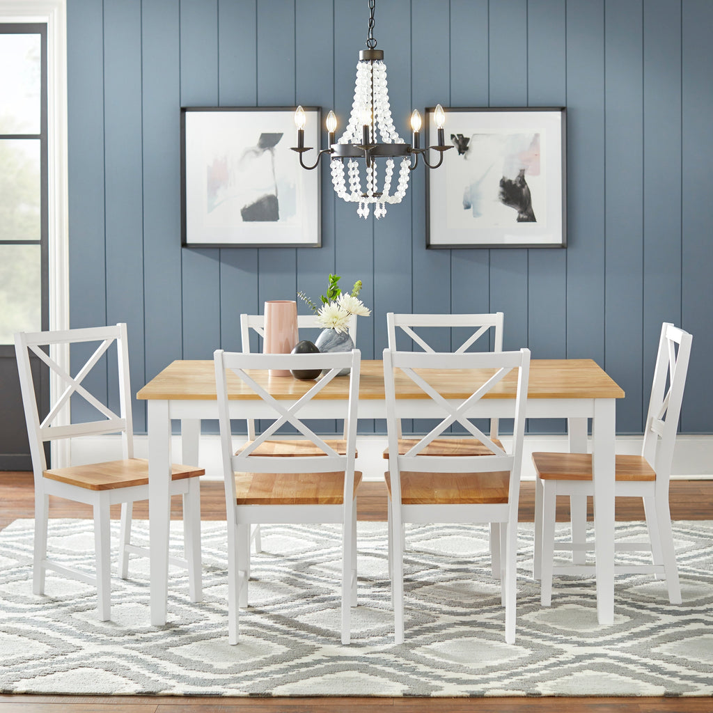 Simple Living Crossback White/ Natural 7-piece Dining Set